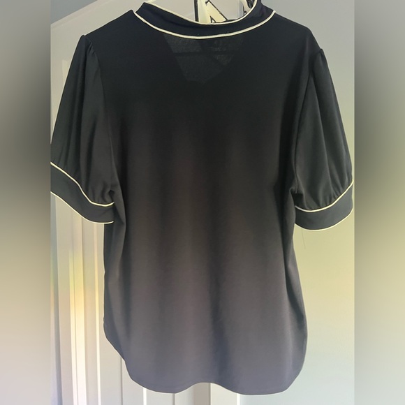 Adrianna Papell navy tie collared blouse - Picture 4 of 4